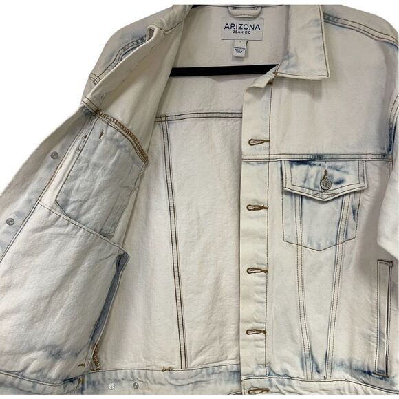 NWT ARIZONA JEAN CO Jacket Men's Small White Blue Extreme Bleach Denim Cotton - Picture 6 of 13